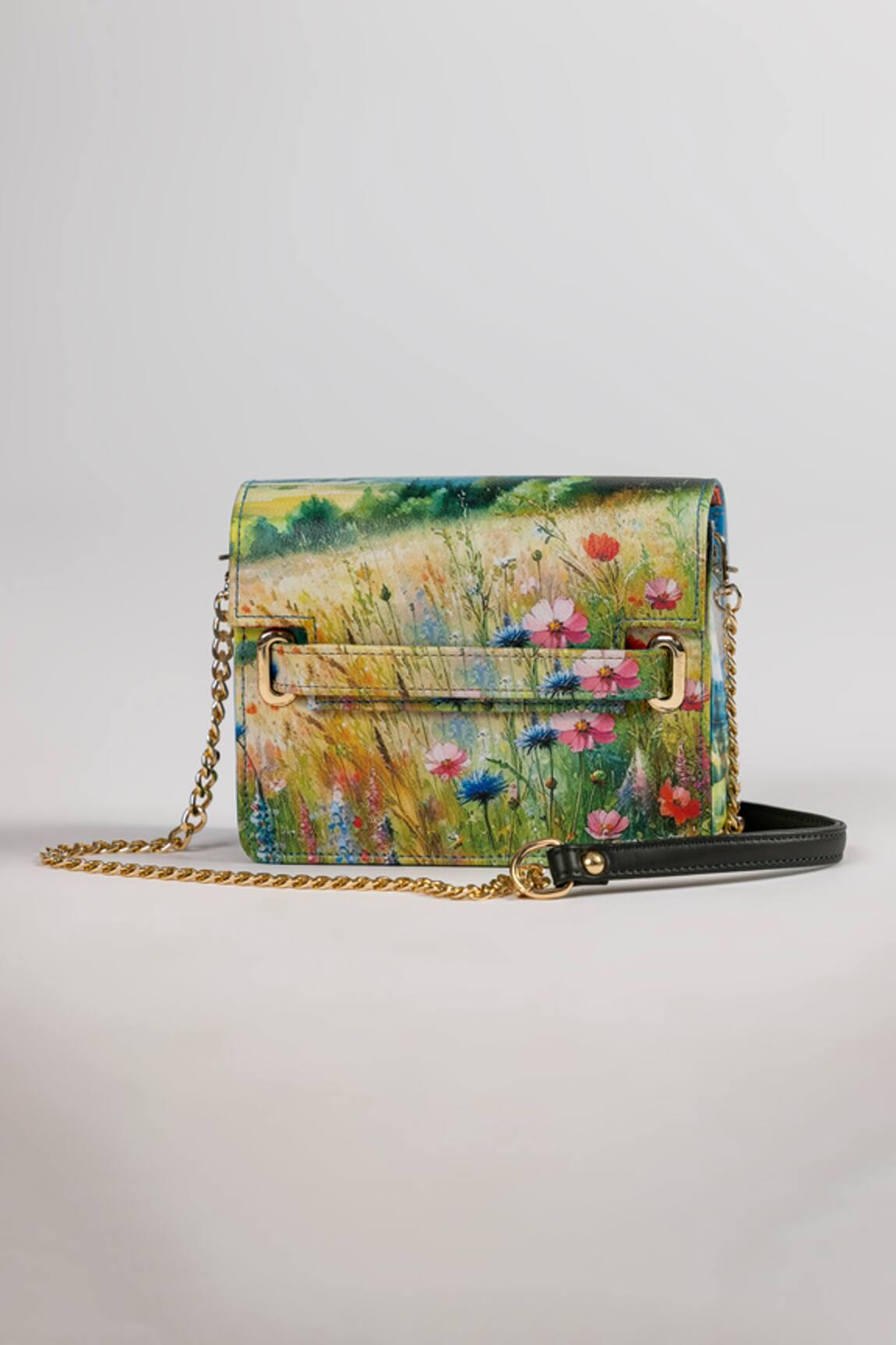 The Garnish Company Chianti Floral Fields Print Leather Sling Bag