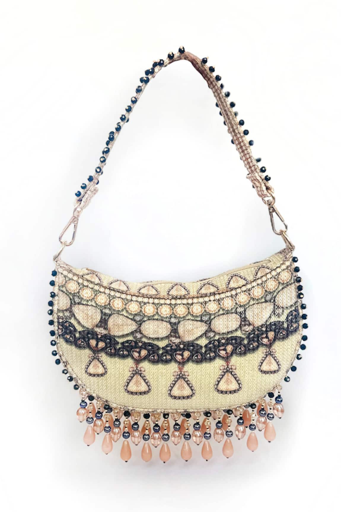 The Garnish Company Shantai Sequin Print Crescent Shape Bag With Dual Sling