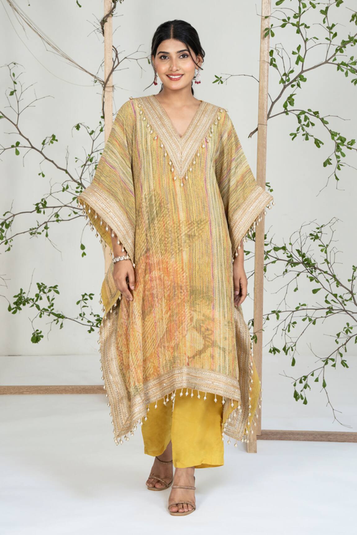 Ellemora Fashions Lace Work Kaftan With Pant 