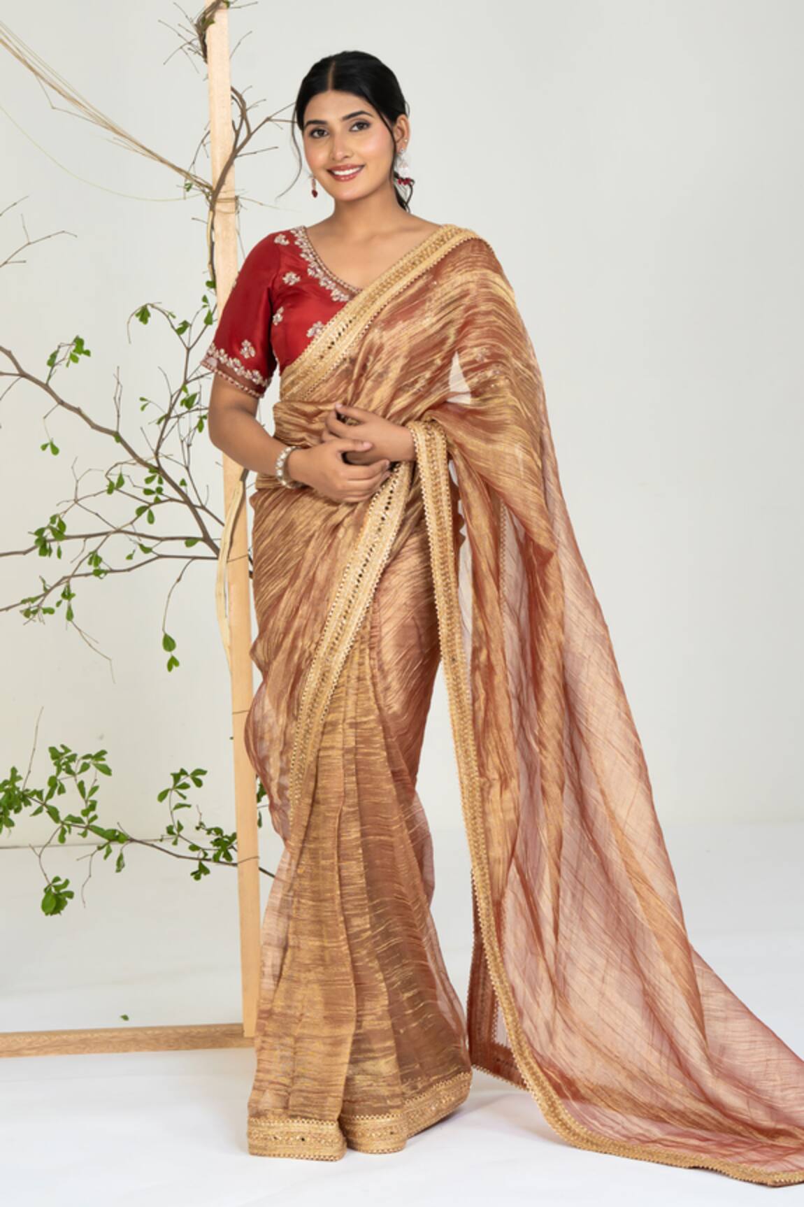 Ellemora Fashions Intricate Pattern Saree With Blouse 
