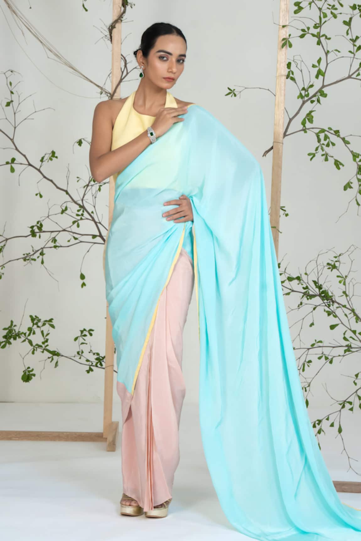 Ellemora Fashions Buttercup Breeze Saree With Blouse 