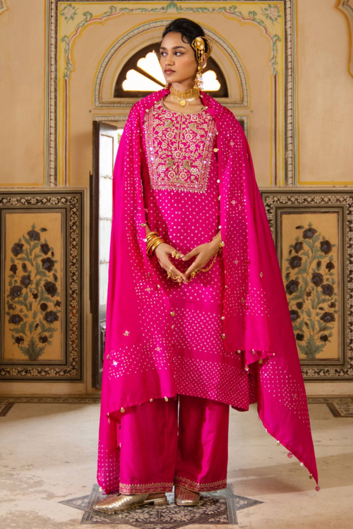 Pink City By Sarika Bandhani Pattern Kurta Set 