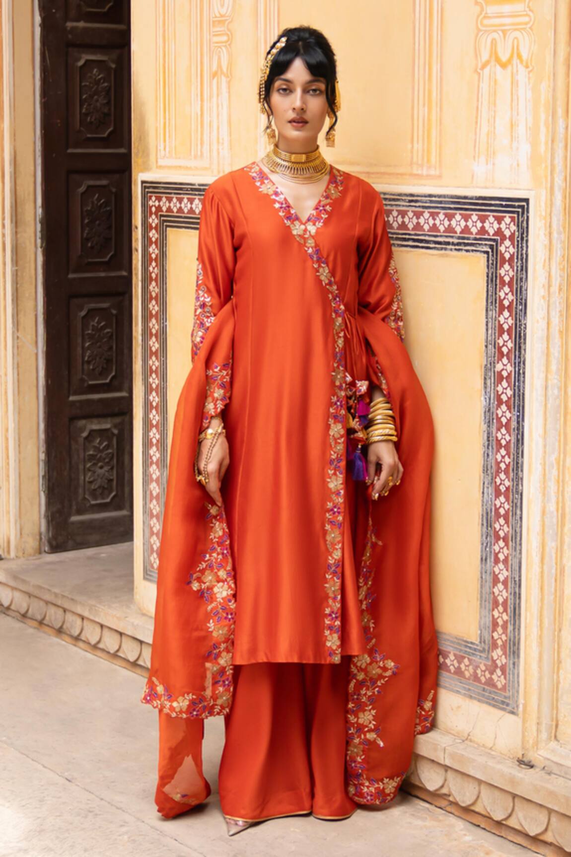 Pink City By Sarika Naarangee Angrakha Kurta Set 