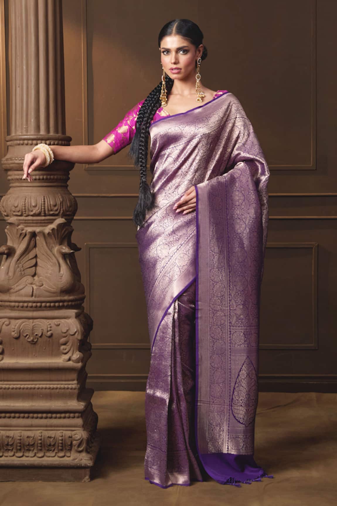 Vishwa By Pinki Sinha Mughal Woven Saree With Running Blouse Piece