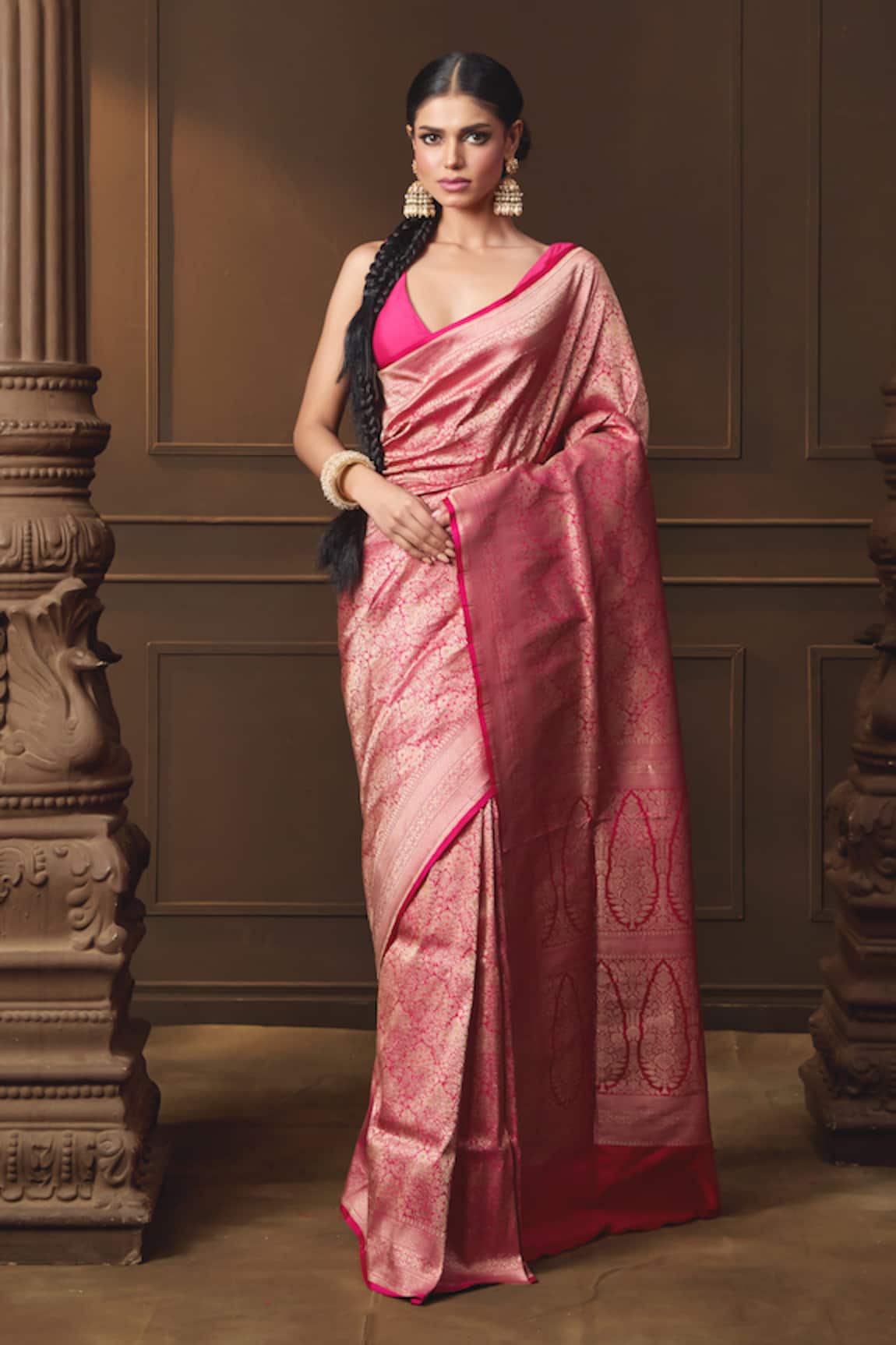 Vishwa By Pinki Sinha Forest Woven Saree With Running Blouse Piece