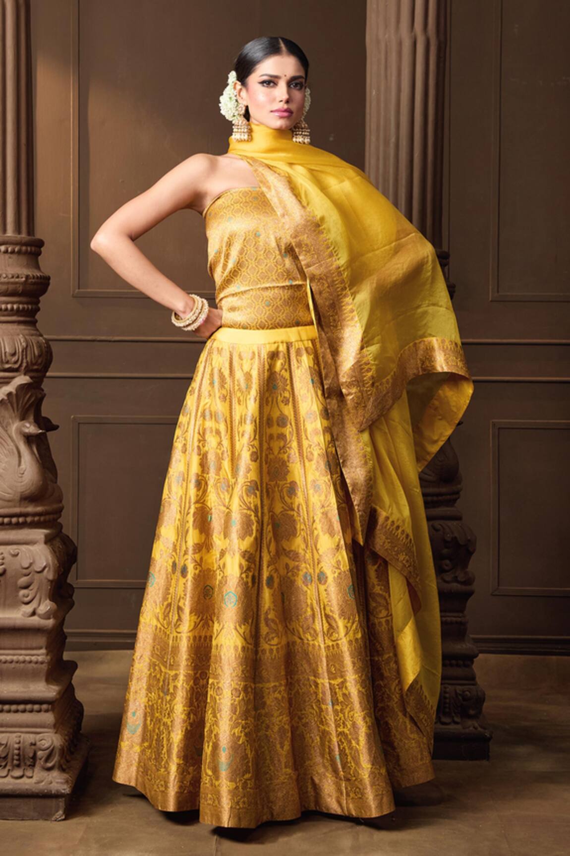 Vishwa By Pinki Sinha Banarasi Silk Lehenga With Organza Dupatta 