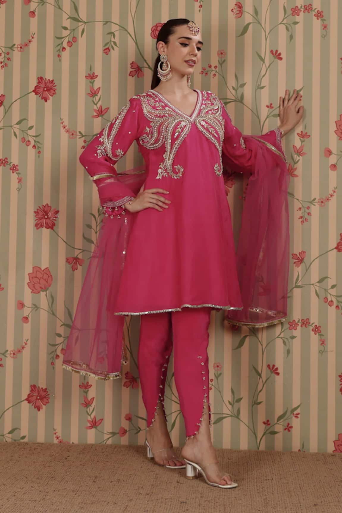 Nitisha Kashyap Official Paisley Embroidered Kurta Tulip Pant Set 