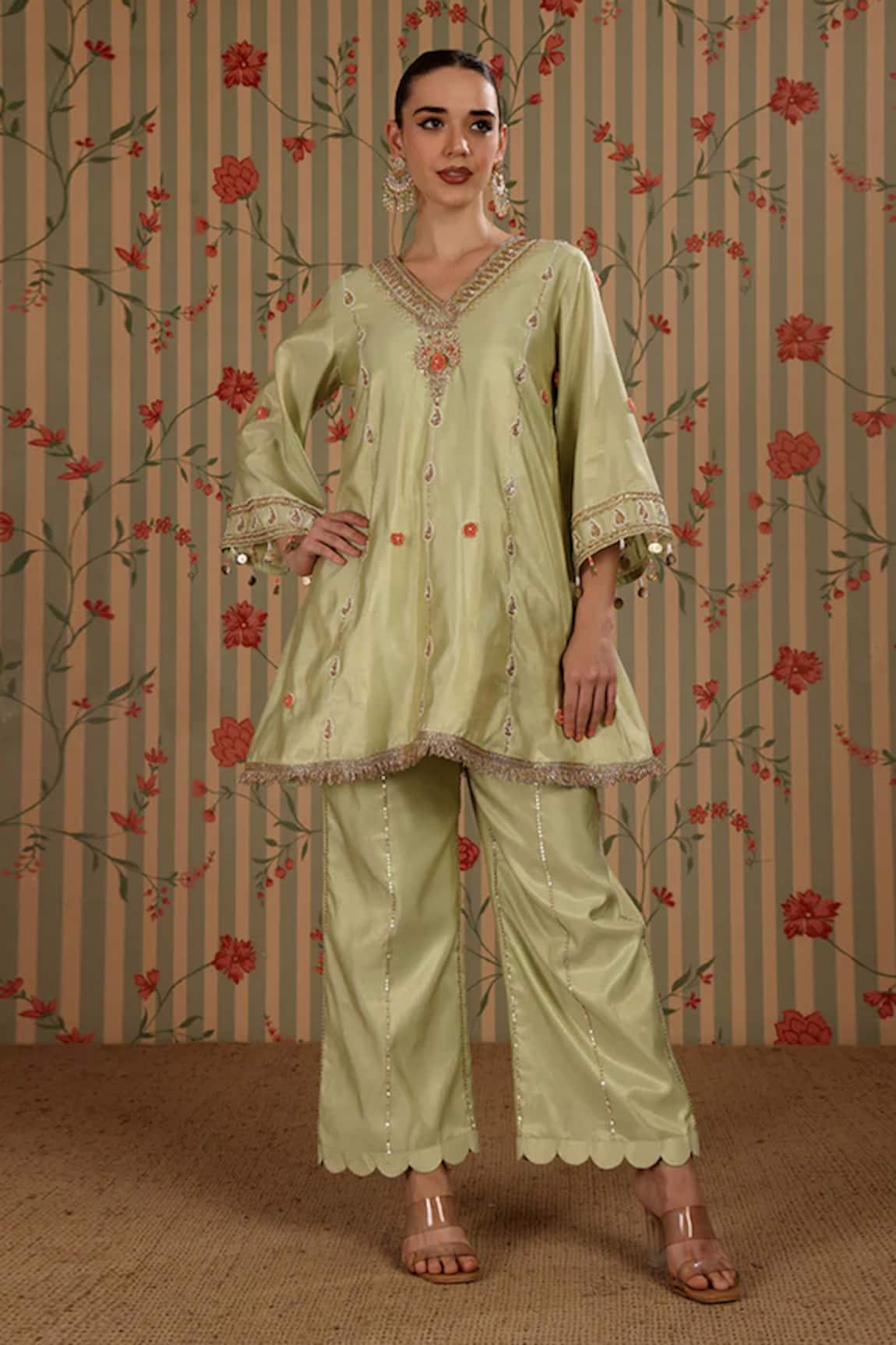 Nitisha Kashyap Official A-Line Embroidered Kurta With Pant 