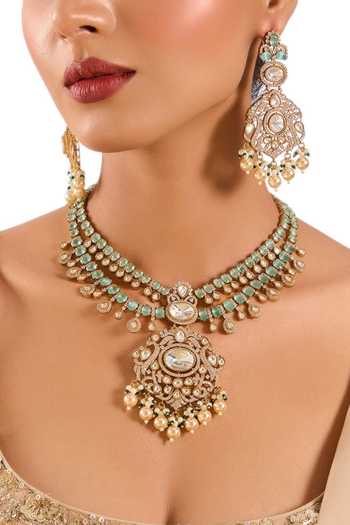 Auraa Trends Kundan Polki Pendant Necklace Set 
