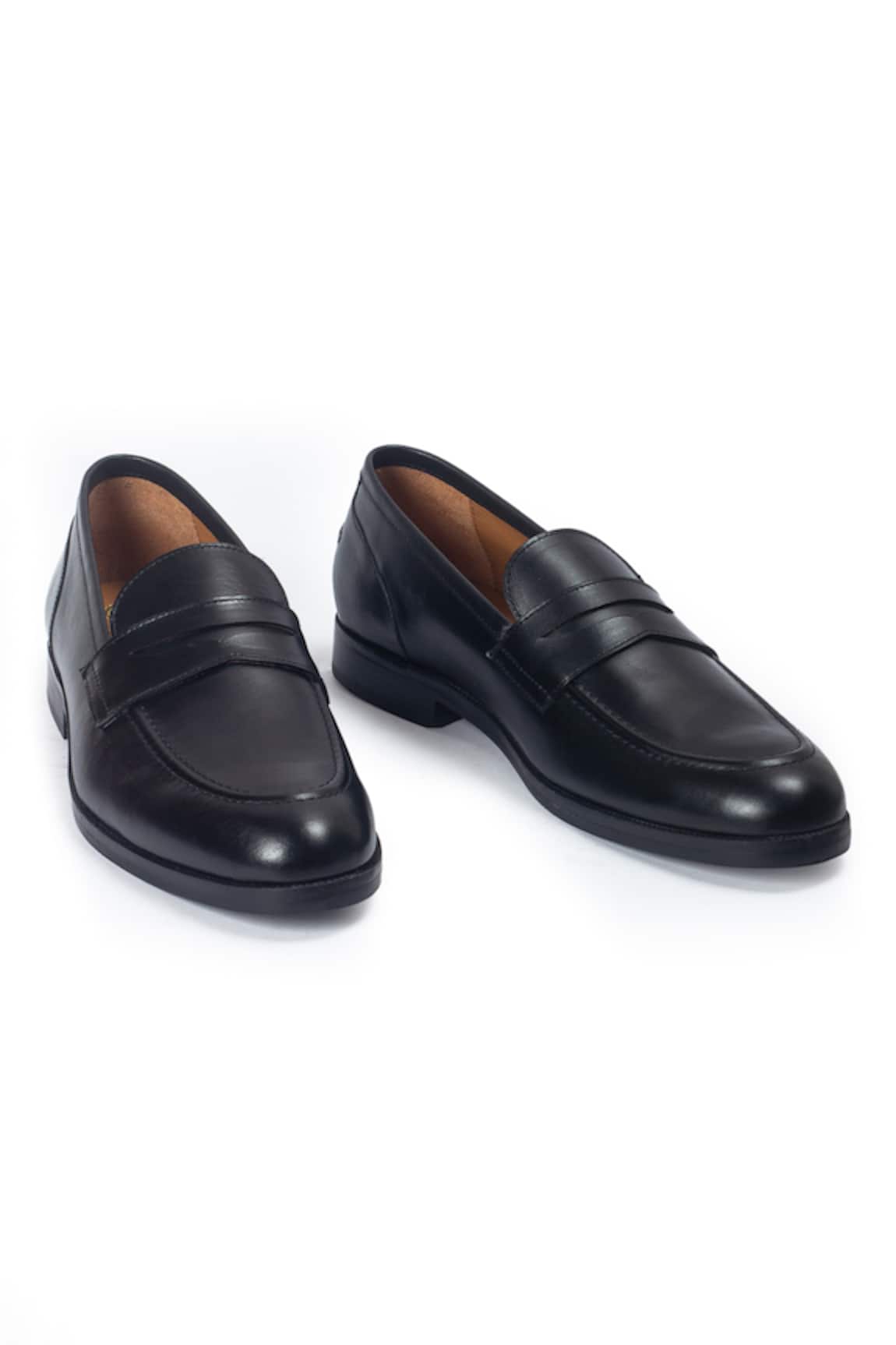 Domani Palermo Leather Black Penny Slip-on Loafers 