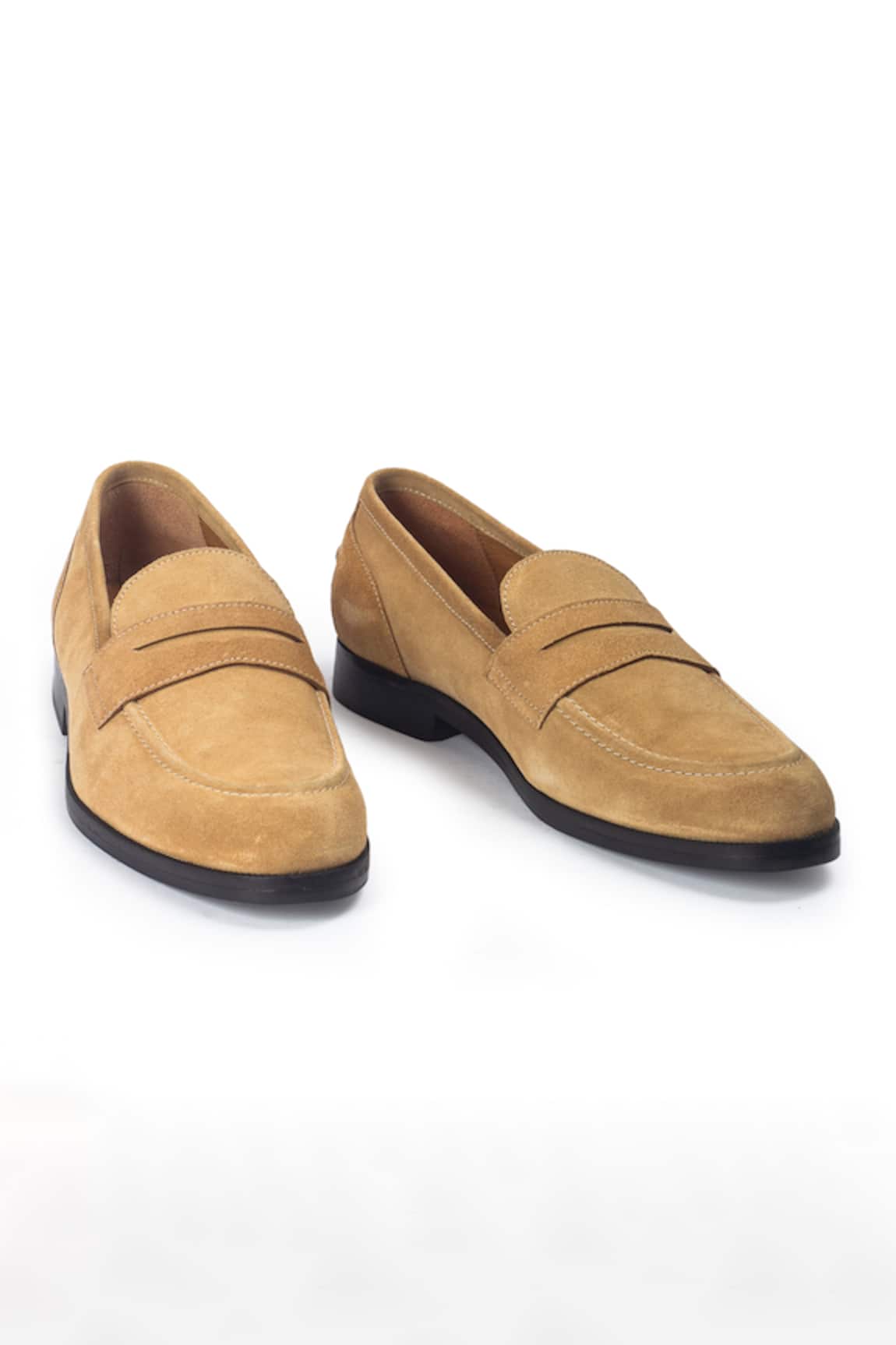 Domani Palermo Suede Beige Penny Slip-on Loafers 