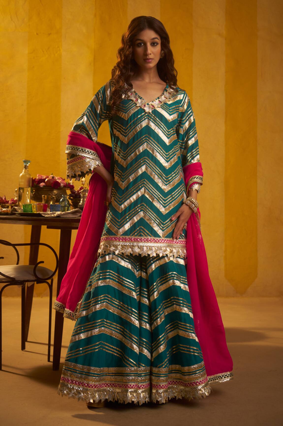 Hirika & Dhruti Gota Patti Kurta Sharara & Dupatta Set 