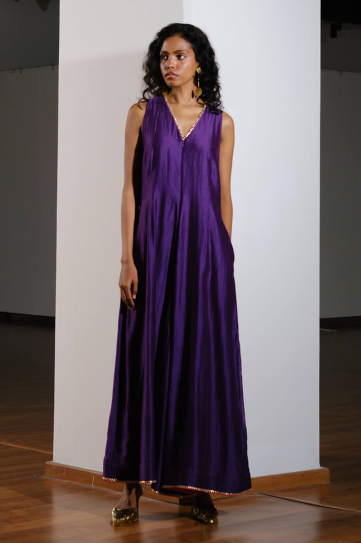 Kharakapas Chanderi Kachnaar Jumpsuit 