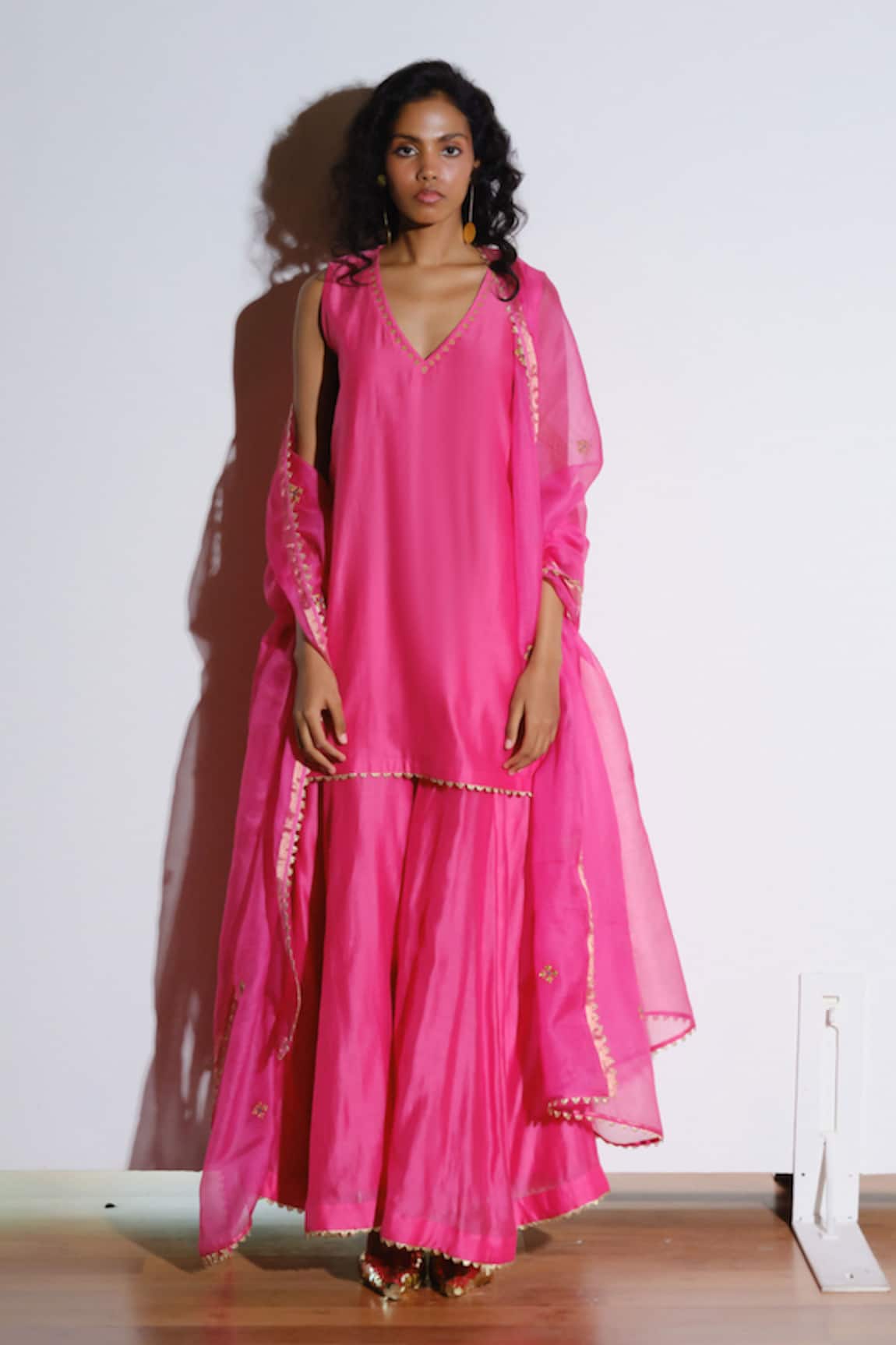 Kharakapas Rani Embroidered Kurta Sharara Set 