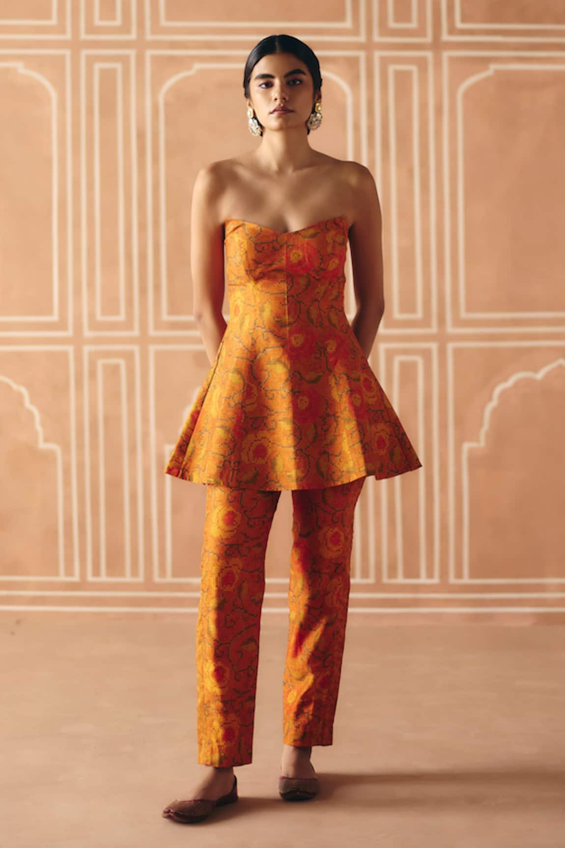 Drishti & Zahabia Cross Stitch Print Pant Set 