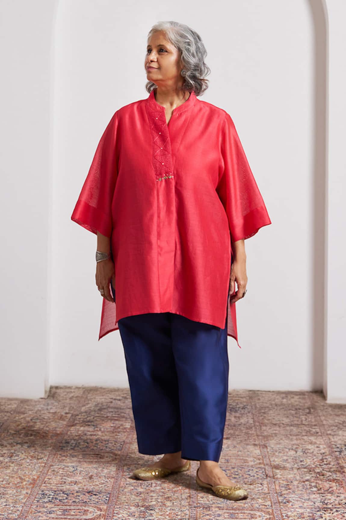 Vaaya Watermelon Red Striped Anti-Fit Top 