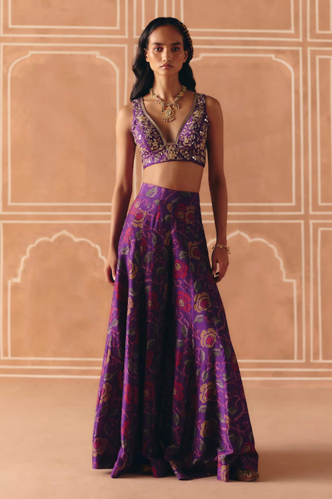 Drishti & Zahabia Cross Stitch Print Pant Set 