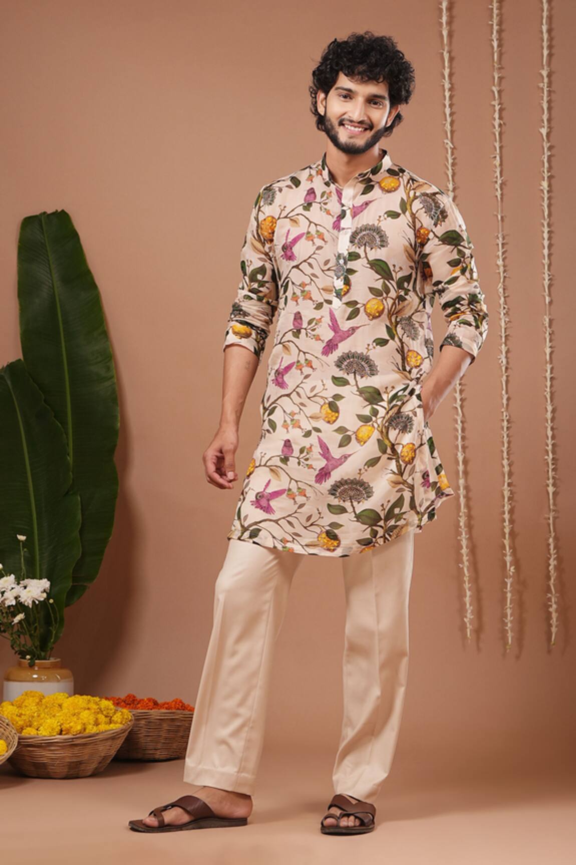 Ahi Clothing Lemon Printed Organza Kurta & Pant Set 