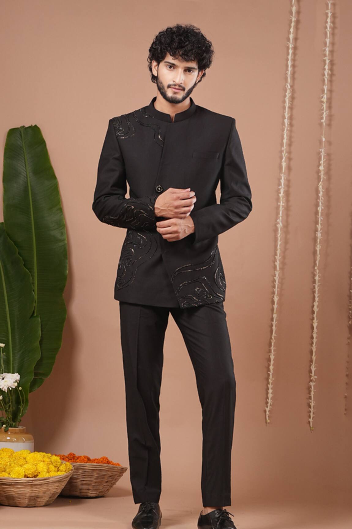 Ahi Clothing Black Jodhpuri & Pant Set 