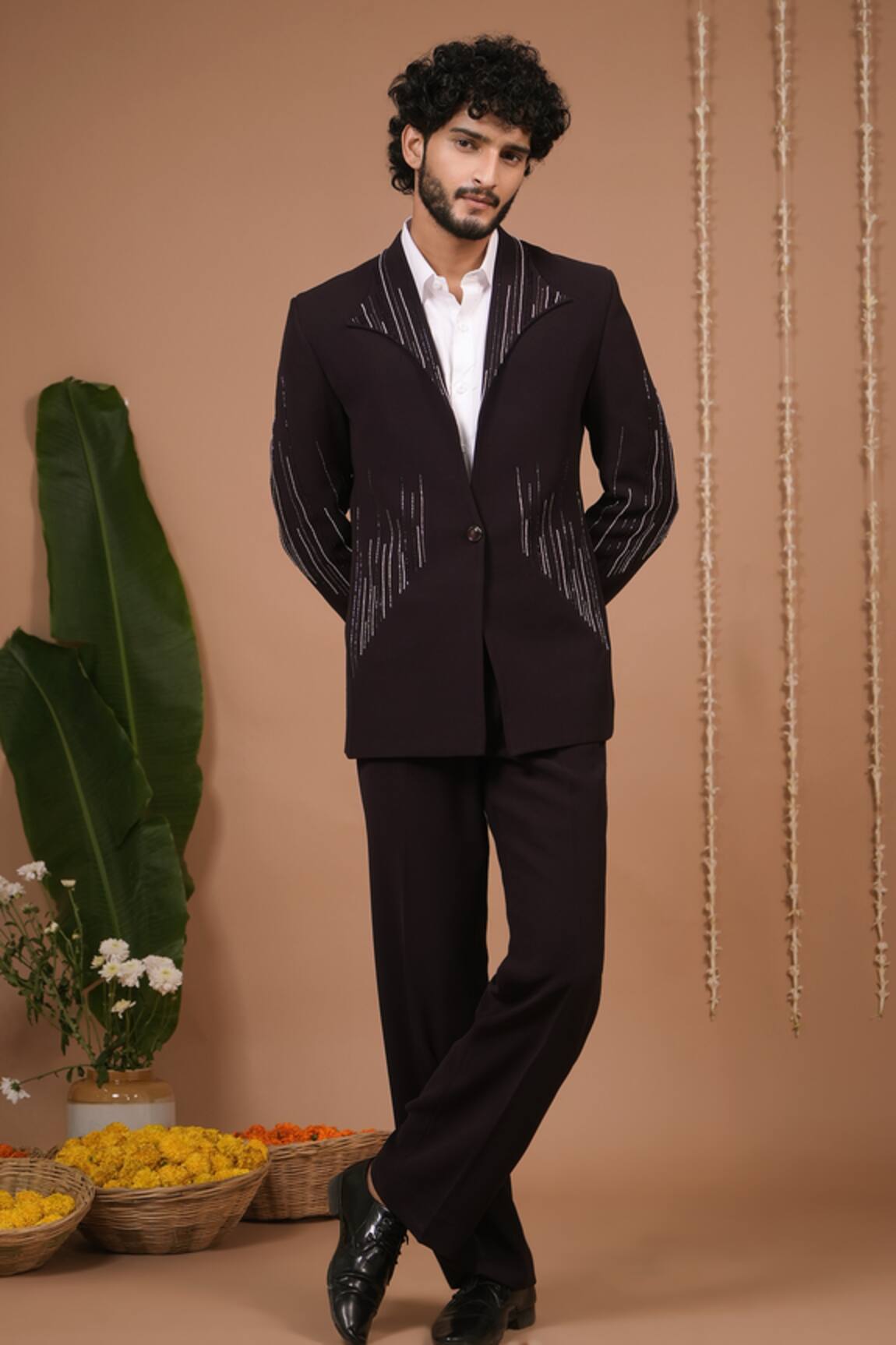 Ahi Clothing Dark Purple Coat & Pant Set 