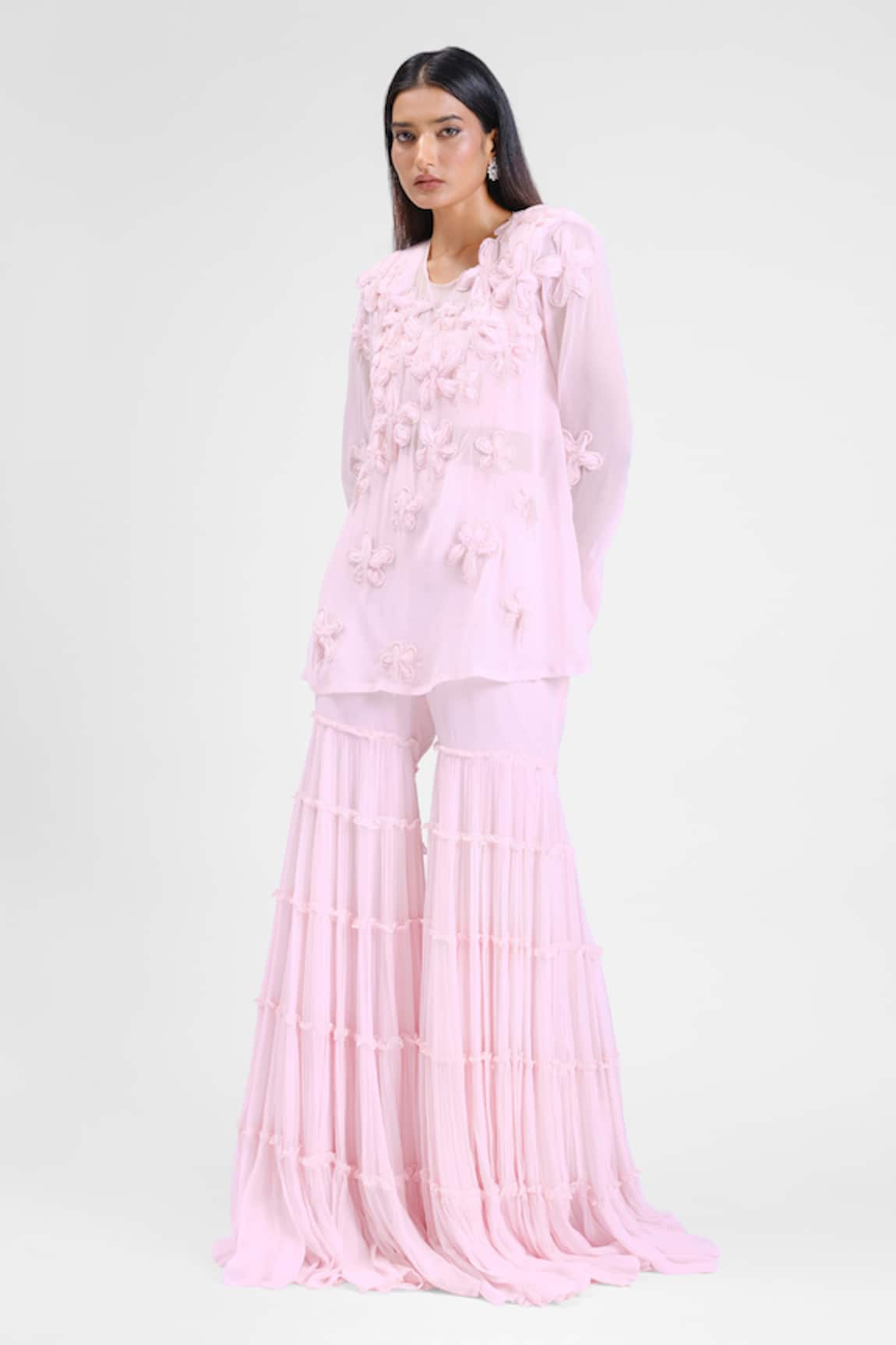 Maison 9002 Zia Amoeba Flower Work Kurta Gharara Set