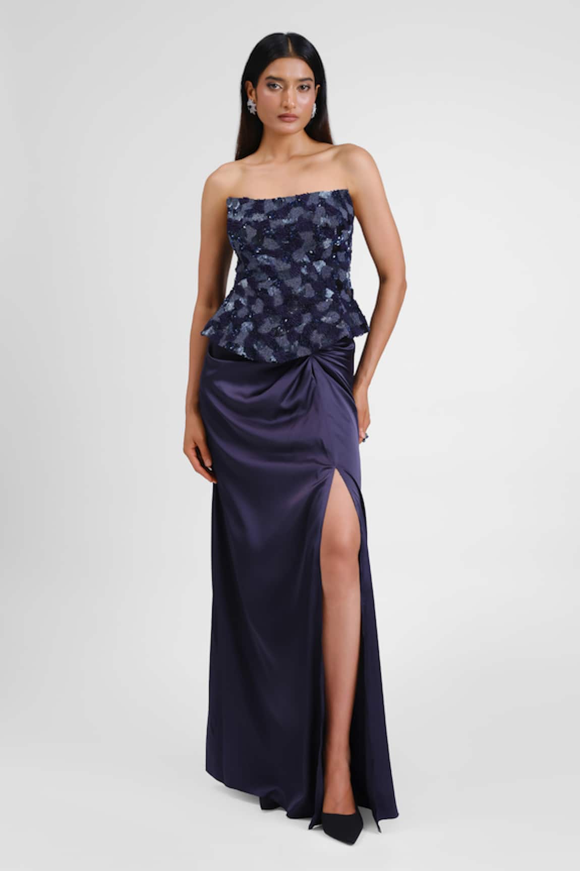 Maison 9002 Layla Grass Embroidered Peplum Corset Skirt Set