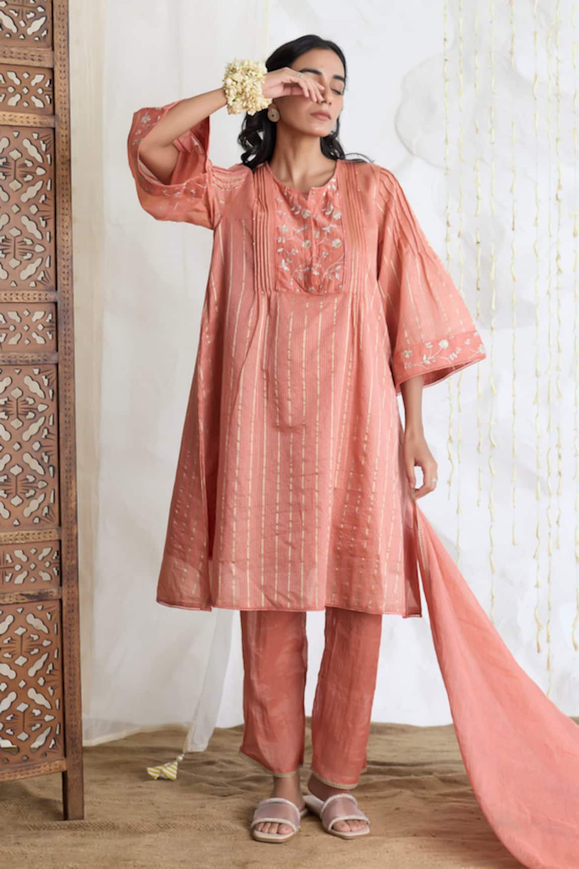 Banera Zari Striper Kurta Set With Dupatta 