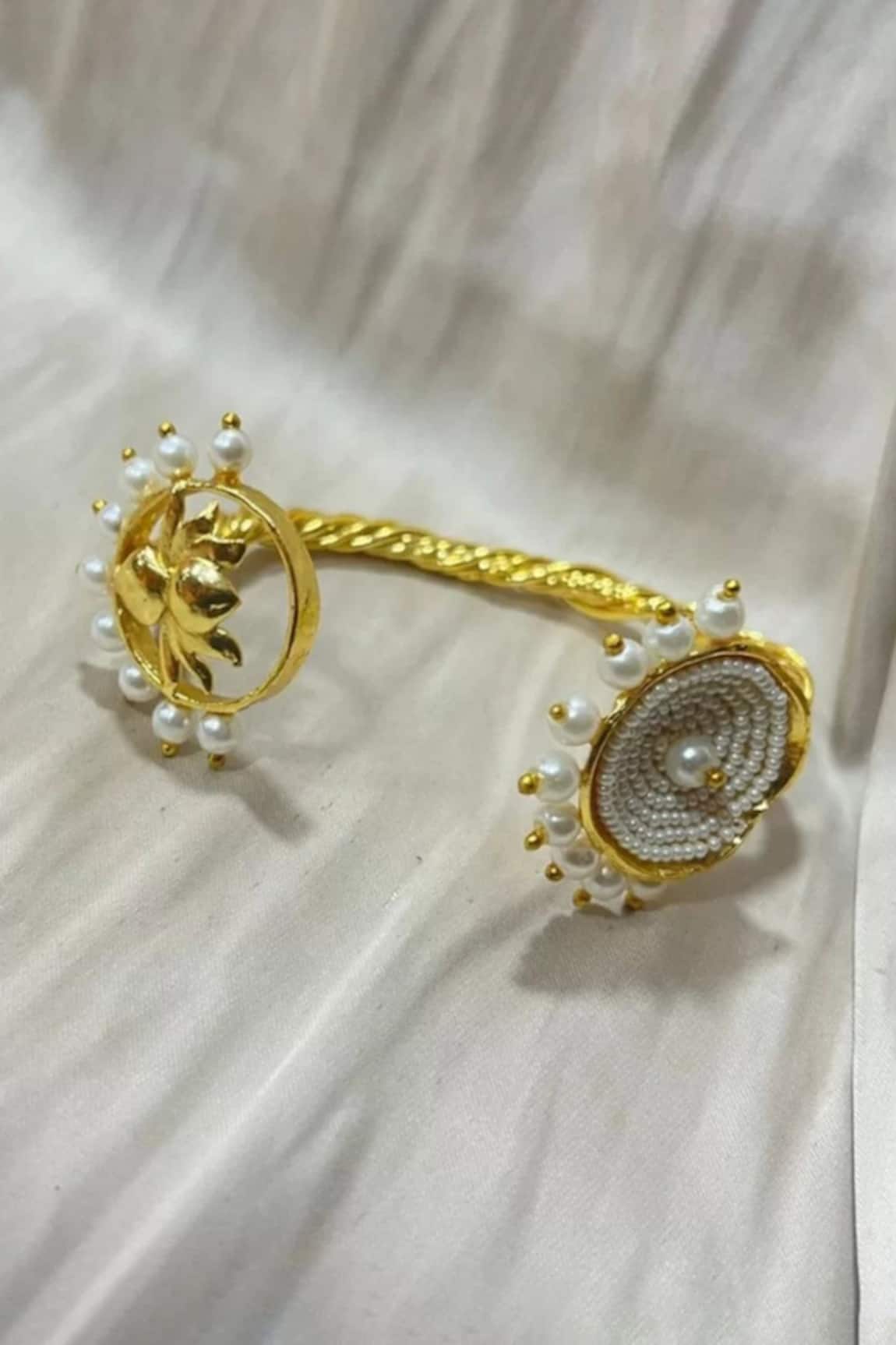 Hetal Shah Lotus Motif & Pearl Embellished Bracelet