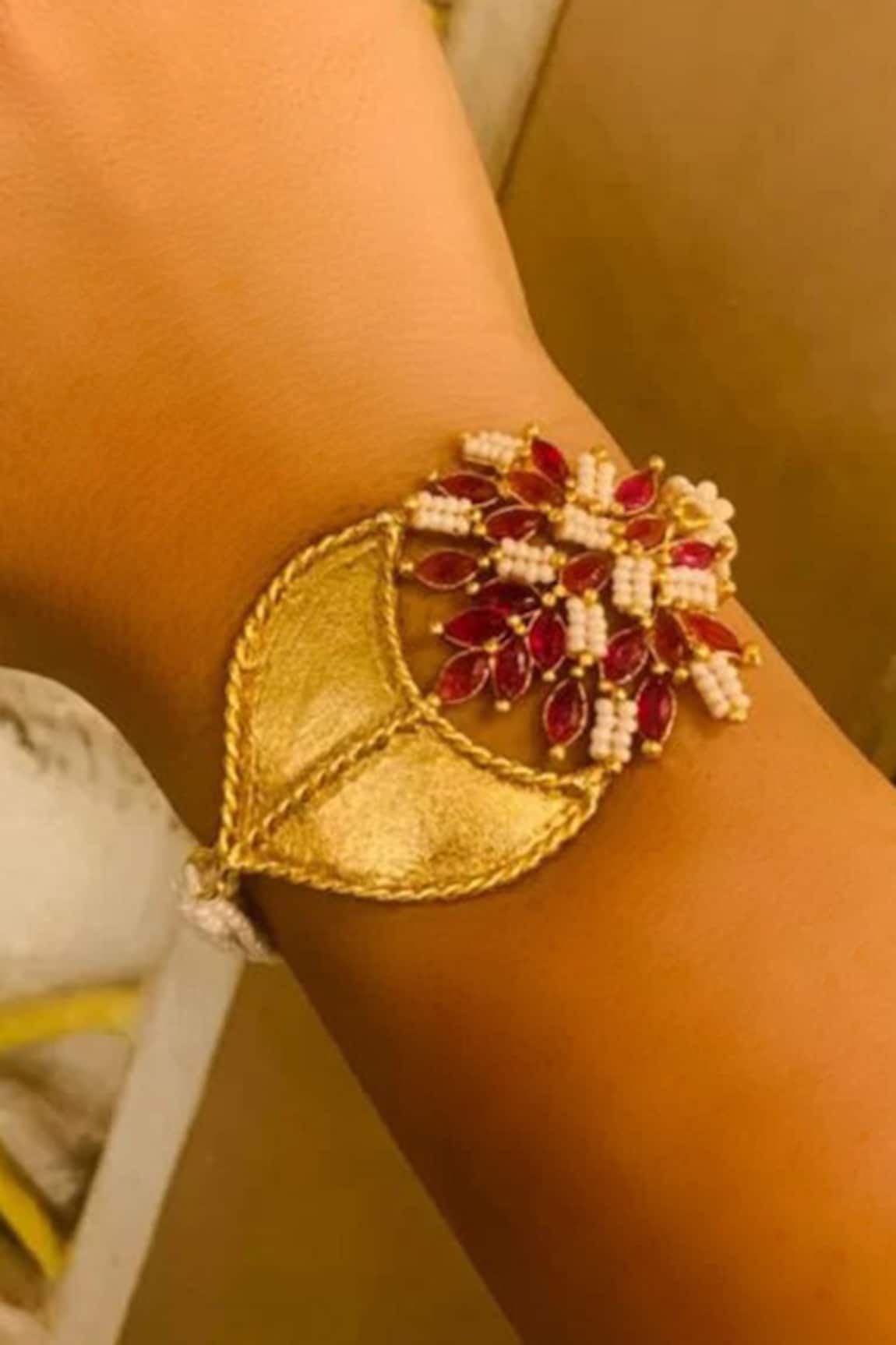 Hetal Shah Ruby Leaf Motif Bracelet