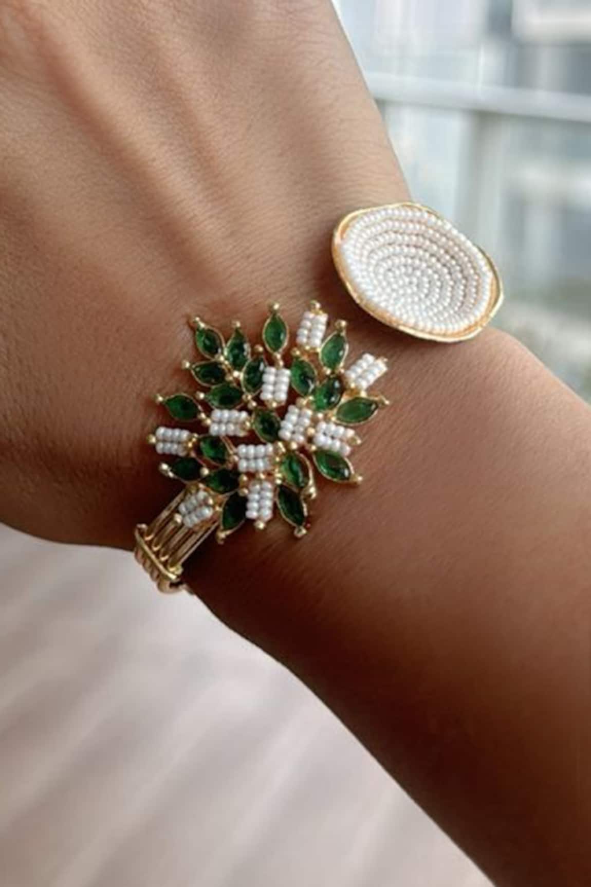 Hetal Shah Emerald Leaf Design Bracelet