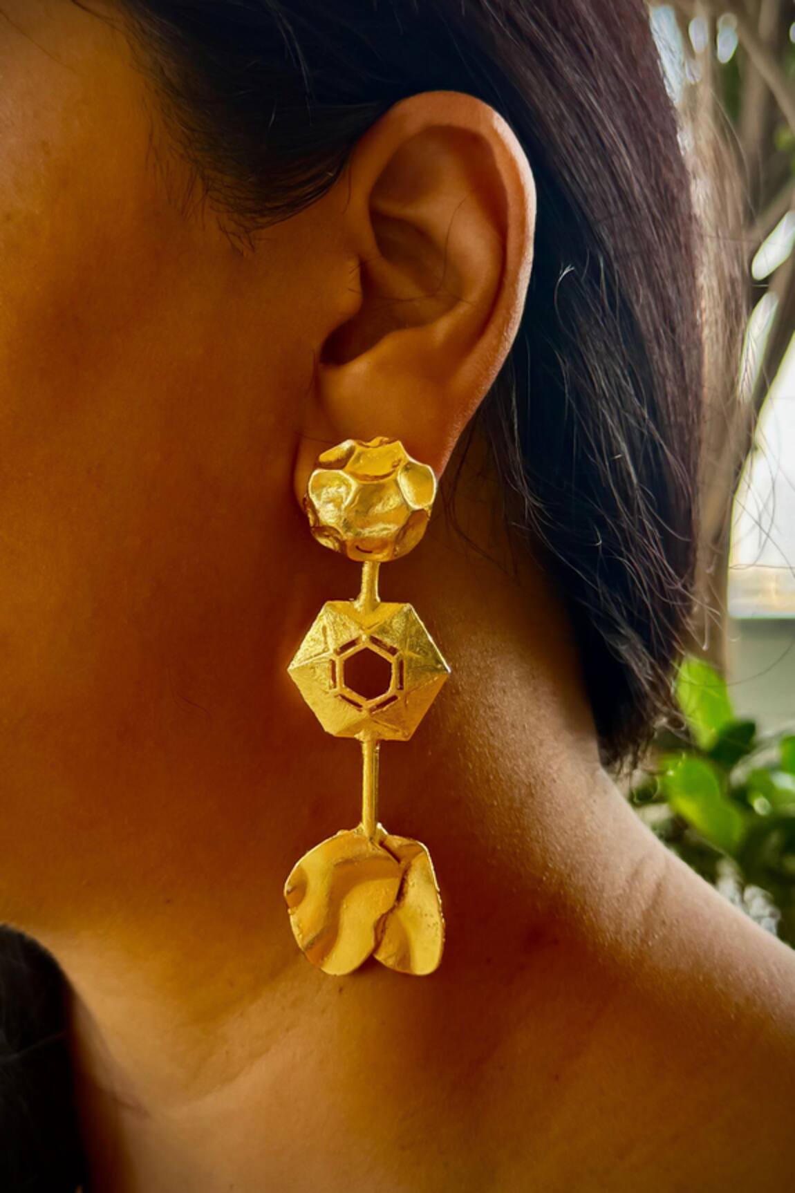 Hetal Shah Hive Bloom Gold Plated Drop Earrings