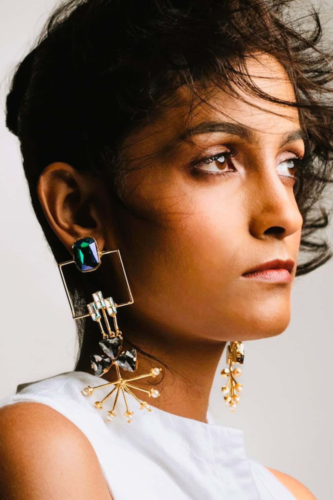 Hetal Shah Sunray Stone & Pearl Embellished Earrings