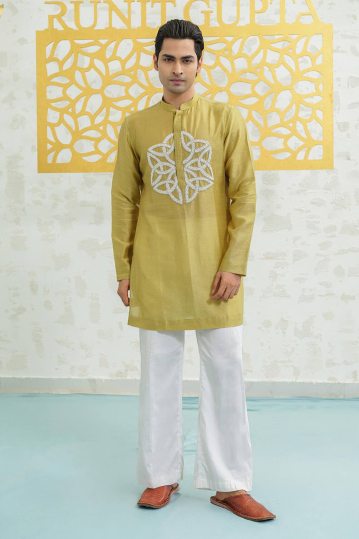 Runit Gupta Fresh Moss Infinity Embroidered Kurta Set