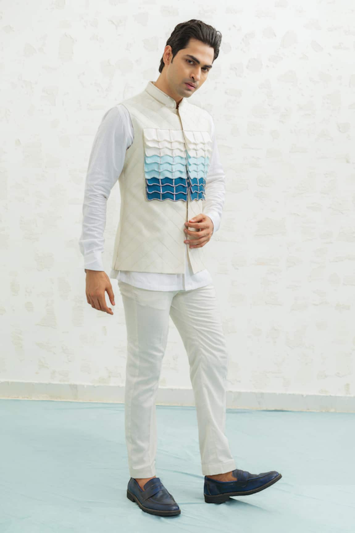 Runit Gupta Blue Ombre Flap Bundi