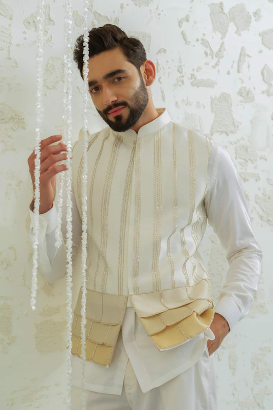 Runit Gupta Beige Multiflap Bundi