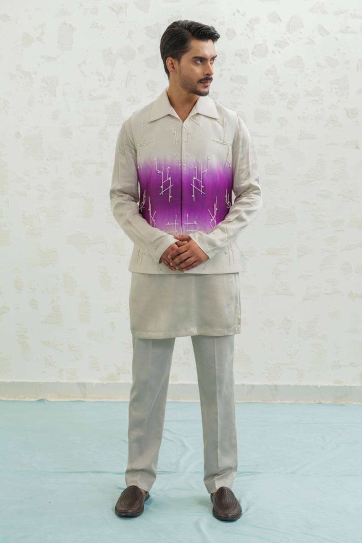 Runit Gupta Purple Ombre Geomtry Bundi Set 