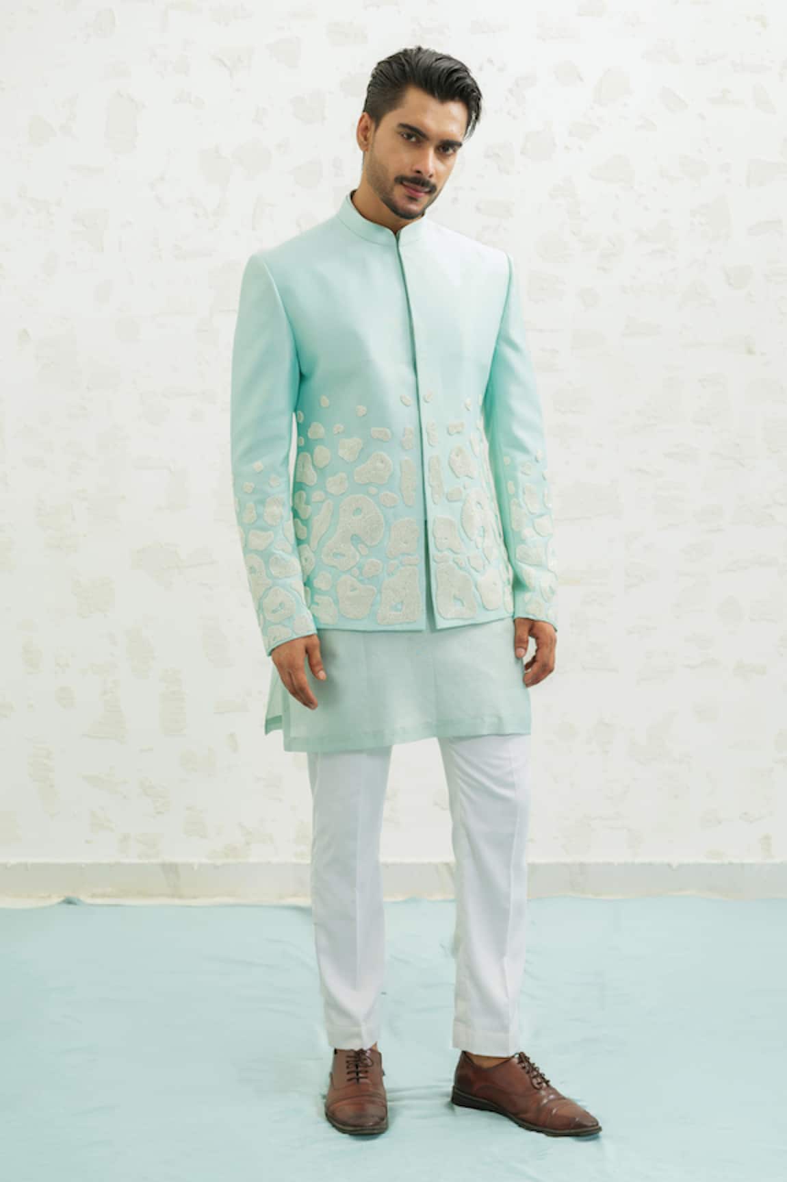 Runit Gupta Amoeba Blue Jodhpuri set 