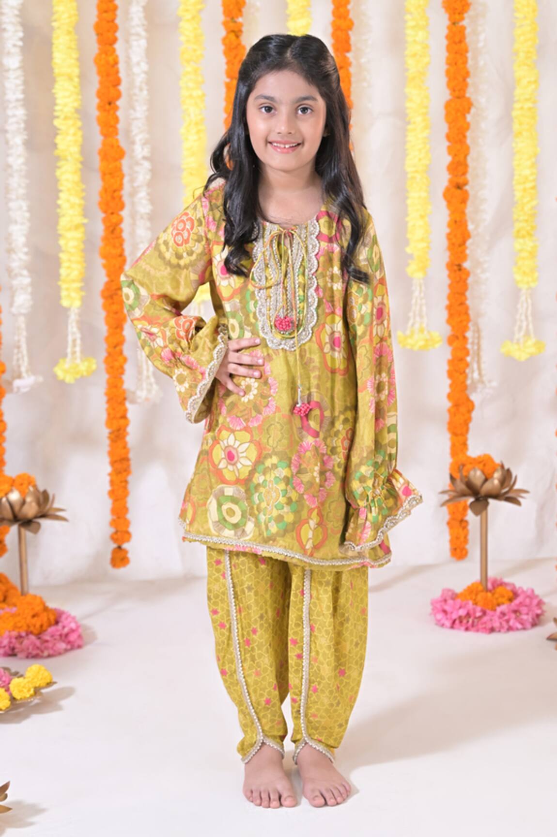 The Plum Bum Floral Print Kurta & Dhoti Pant Set 