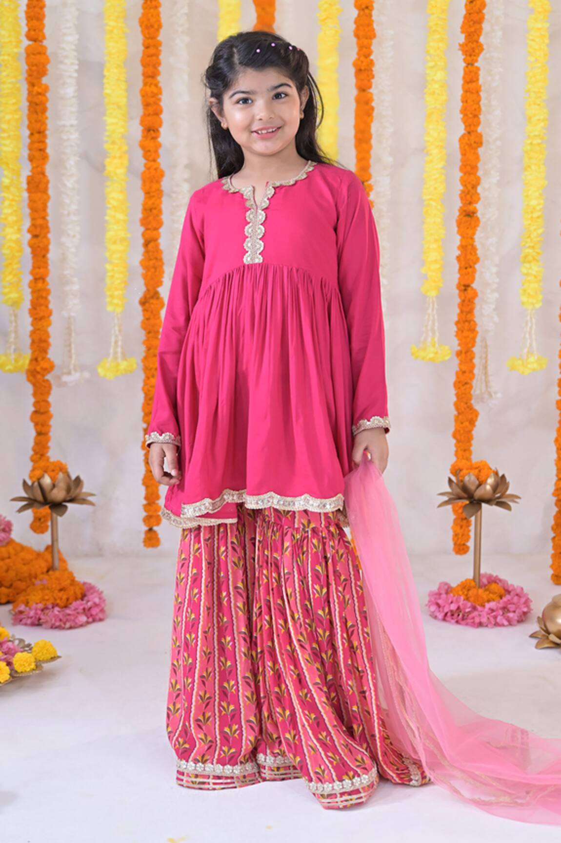 The Plum Bum Gathered Kurta Printed Sharara Set 