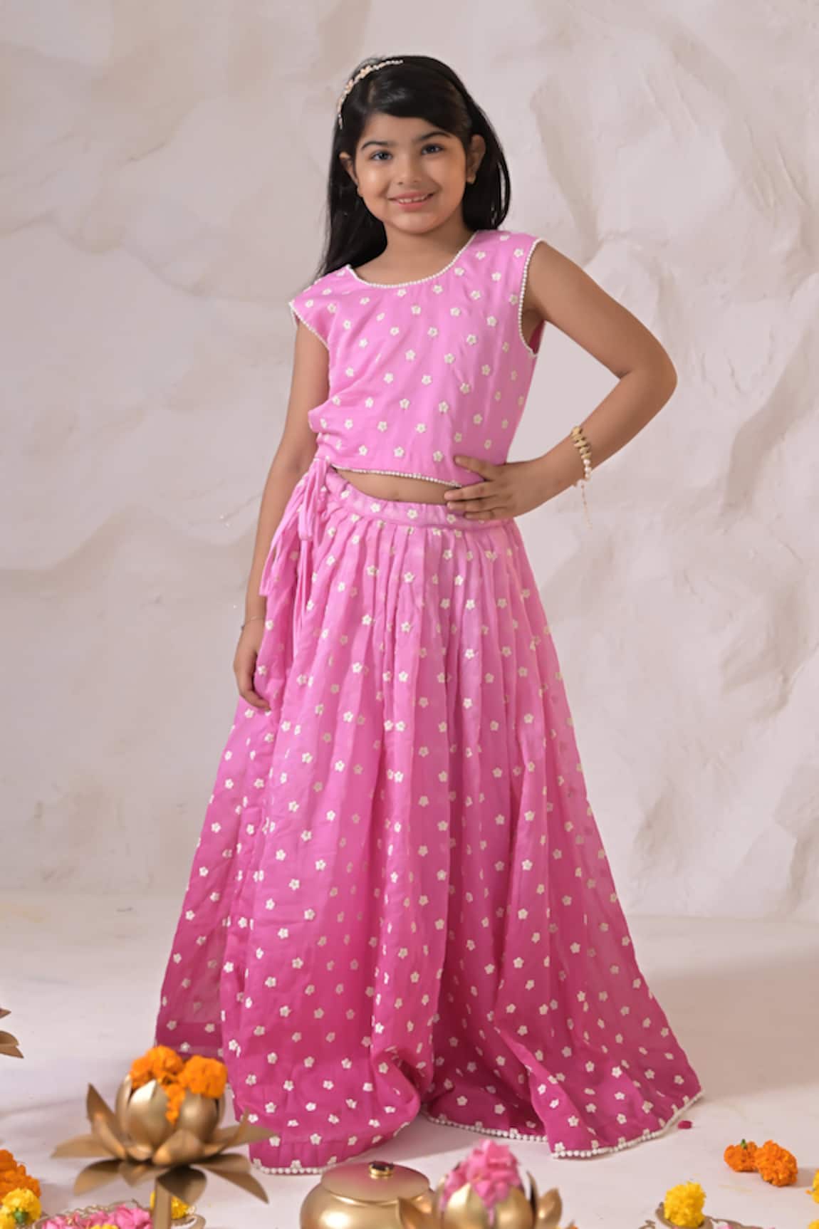 The Plum Bum Ombre Chanderi Lehenga & Blouse Set 