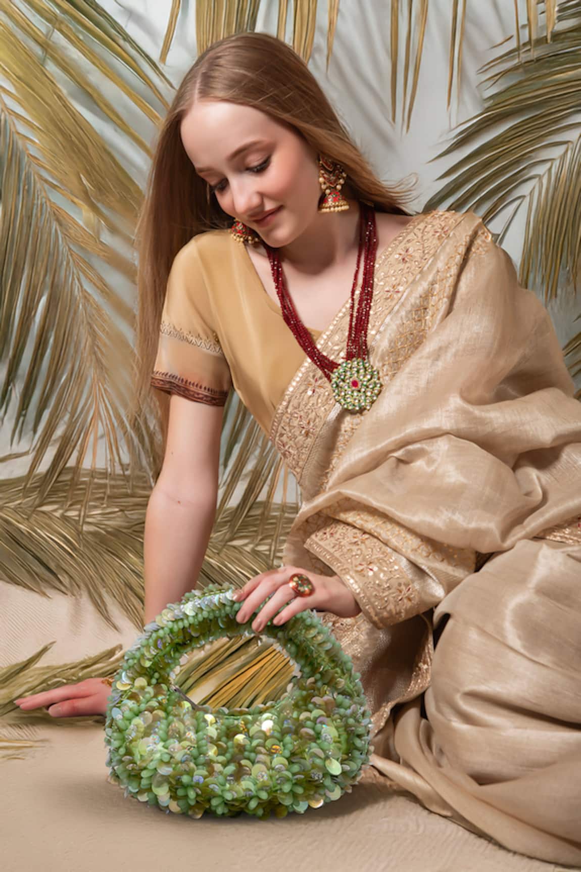 Versuhz Pistachio Bloom Luxe Handbag