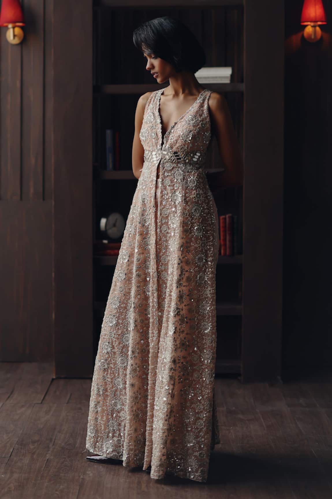 Twenty Nine Embroidered Mirrorwork Sleeveless Long Jacket