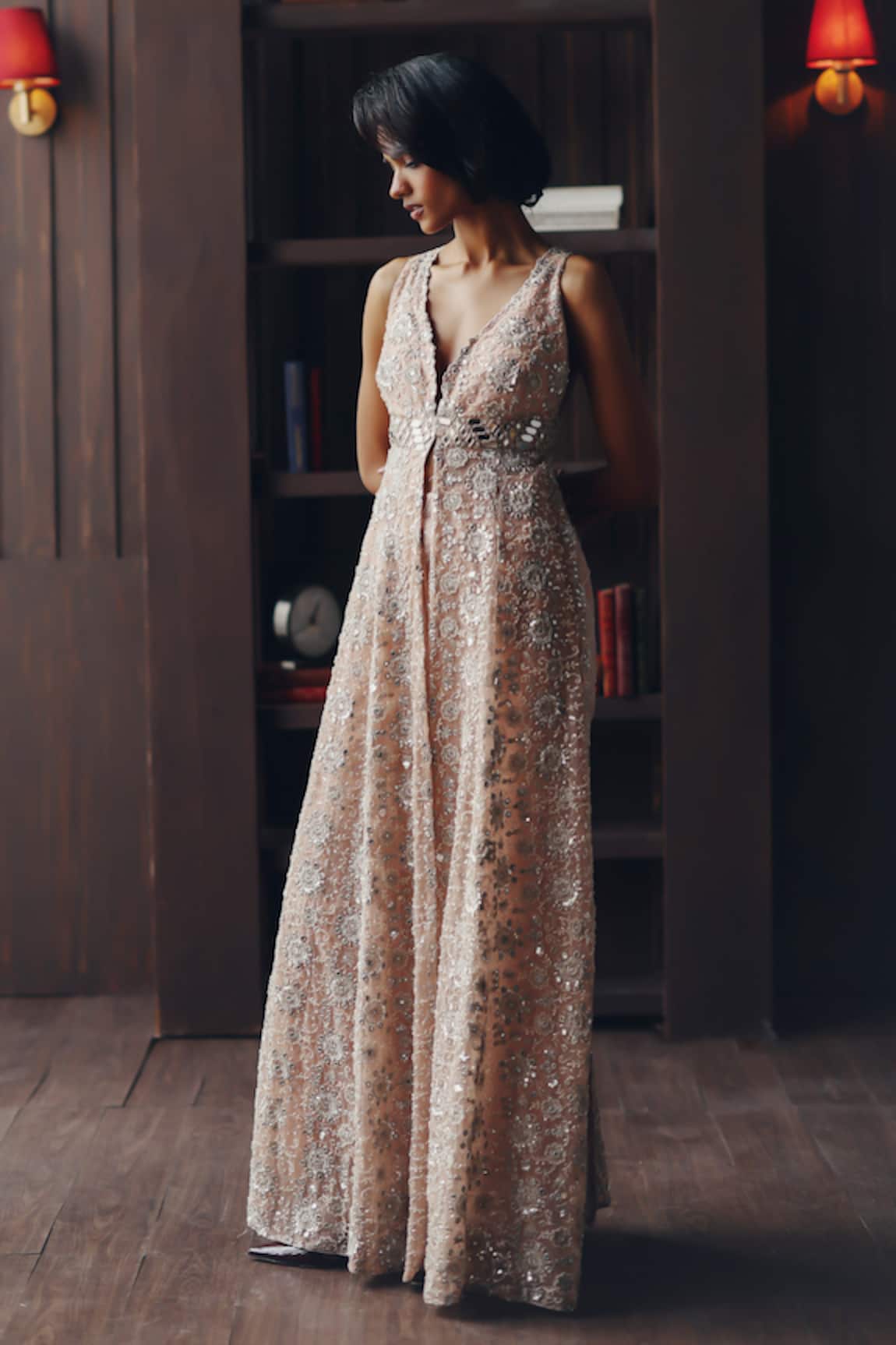 Twenty Nine Mirrorwork Beadwork Tulle Palazzo