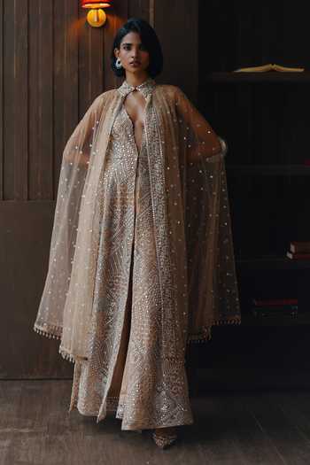 Twenty Nine Tulle Mirrorwork Beadwork Shoulder Cape