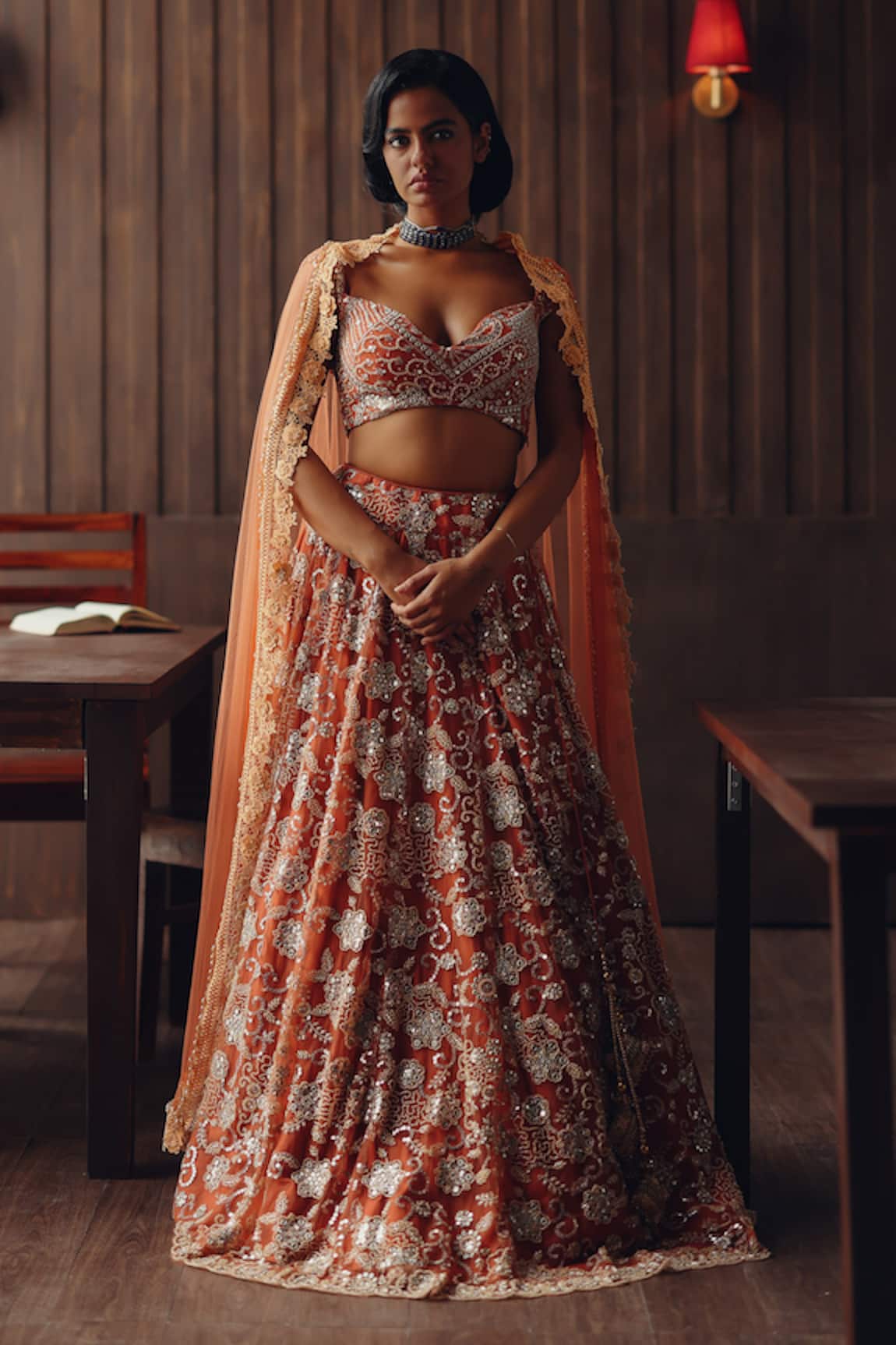 Twenty Nine Rust Beaded Blossom Beaded Blossom Embroidered Lehenga Set