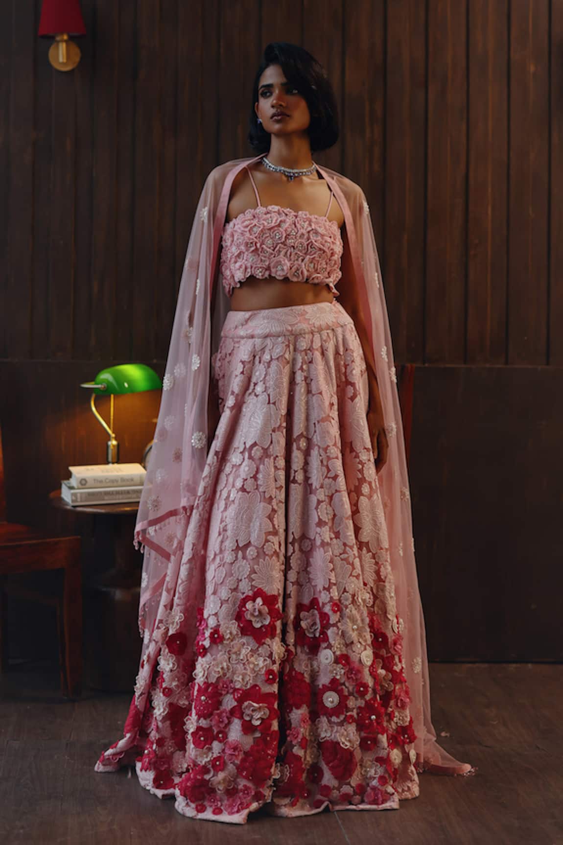 Twenty Nine Garden Muse Floral Applique Embroidered Lehenga Set