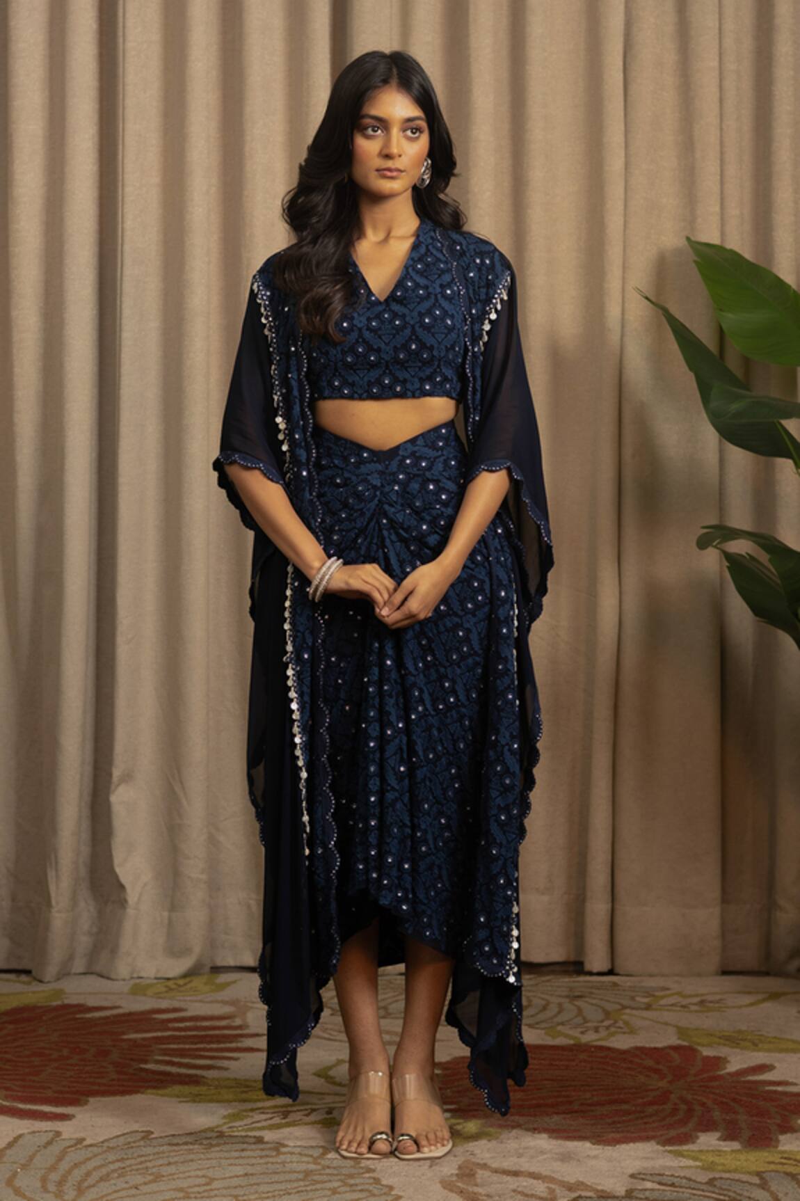 Vanshika Agarwal Label Elira Embroidered Blouse, Skirt & Kaftan Jacket 