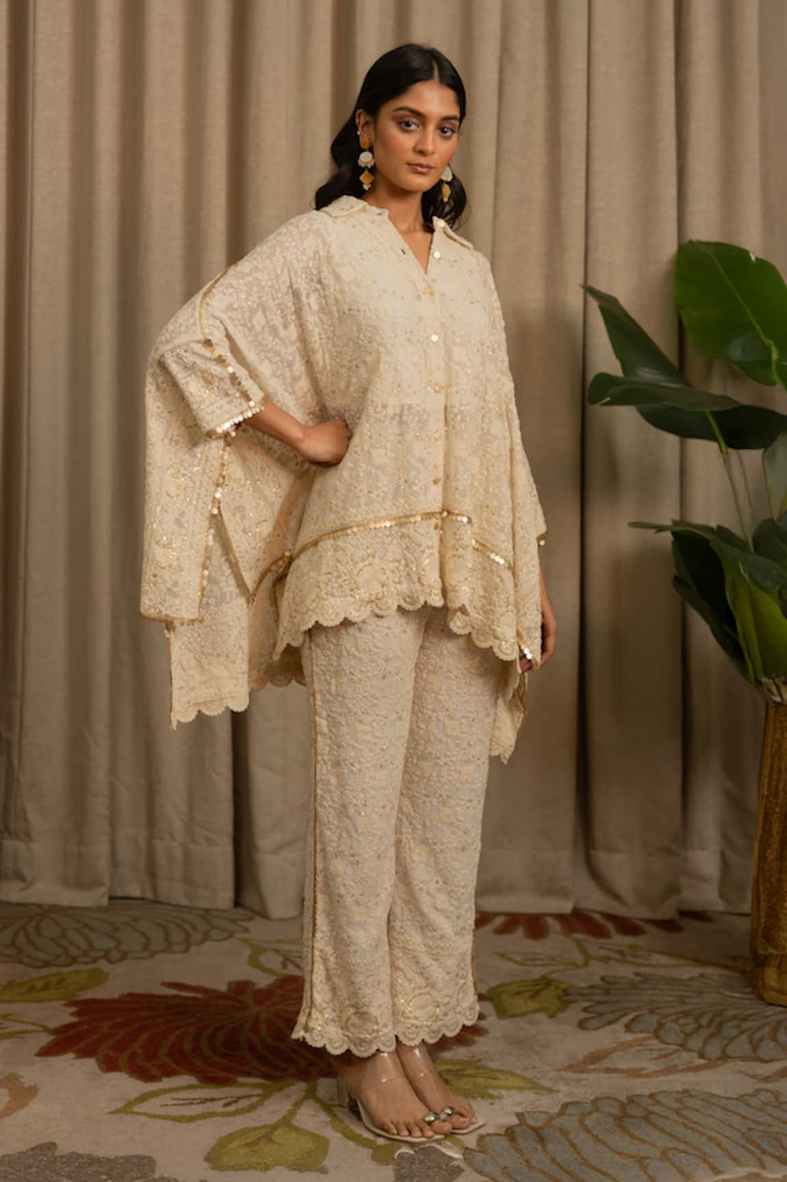 Vanshika Agarwal Label Zuna Embroidered Georgette Top & Pant Set 