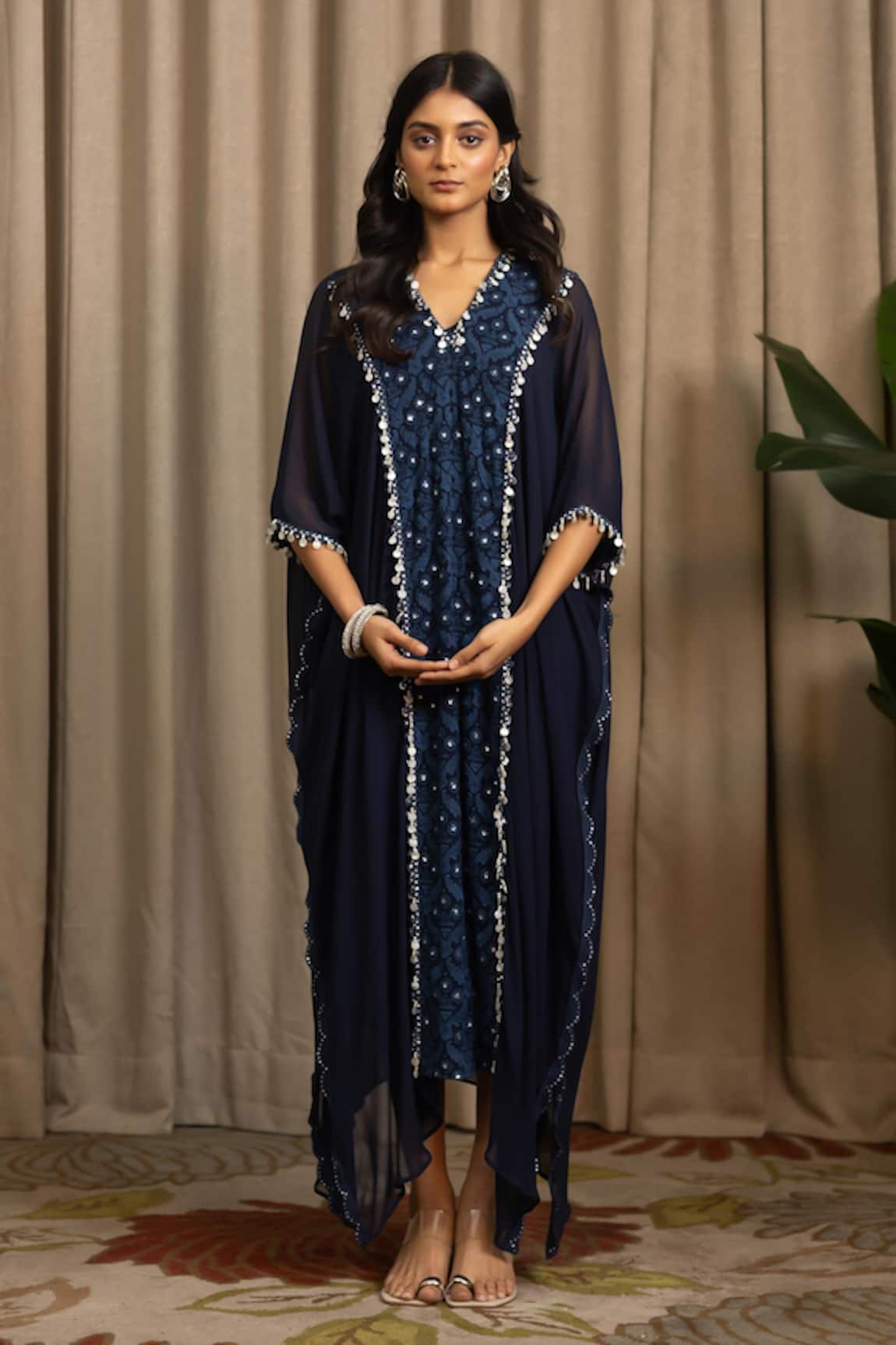 Vanshika Agarwal Label Zohra Embroidered Georgette Kaftan & Inner Set 