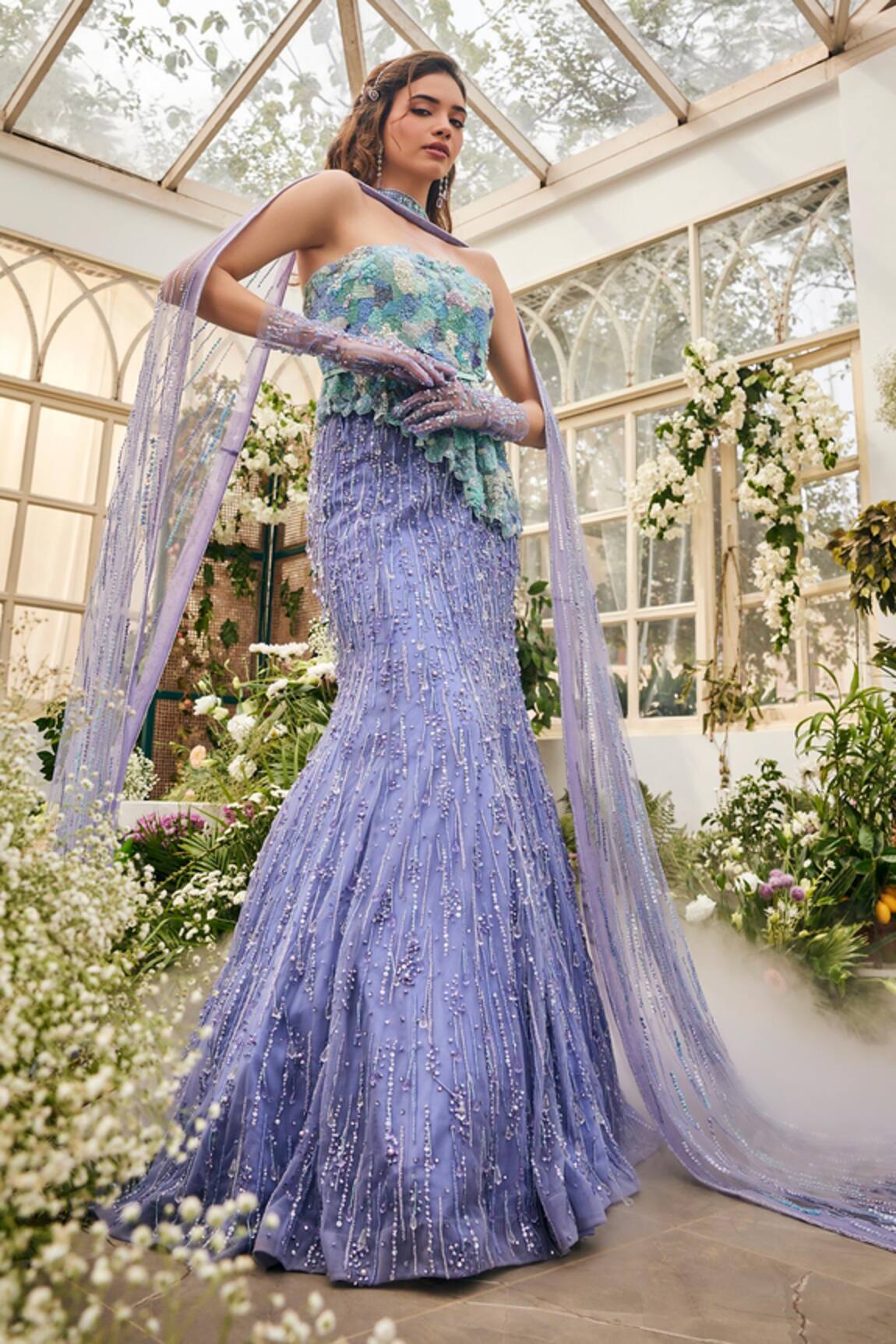 Baya Floral Applique Corset Lehenga Set 